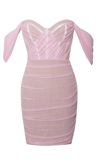 OFF THE SHOULDER BODYCON MINI DRESS Dresses styleofcb XS PINK 