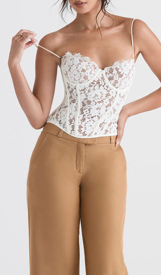 MILA IVORY LACE UNDERWIRED CORSET TOP Tops styleofcb 