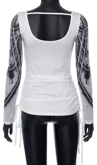 LONG SLEEVE PRINTED ILLUSION TOP