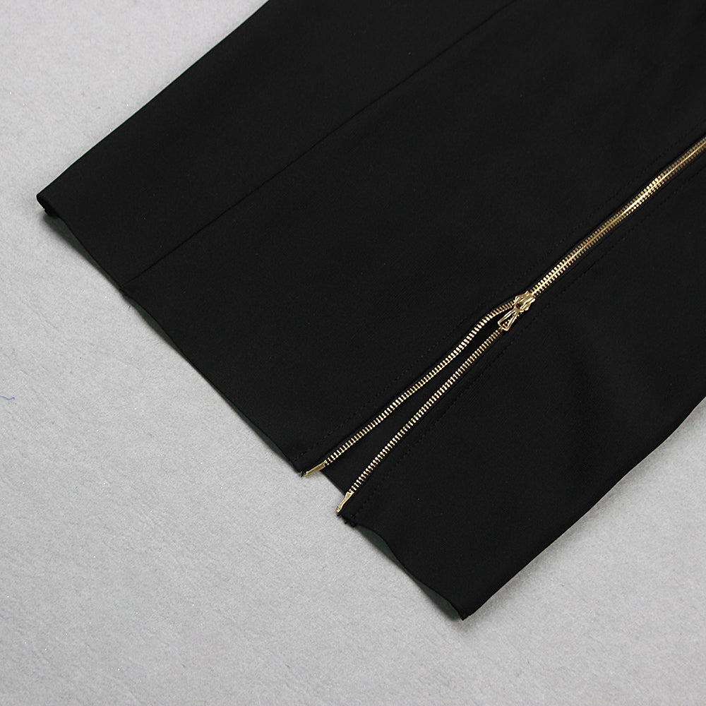 ROBE MIDI EN CRÊPE DE LAINE BIKER NOIRE