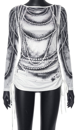 LONG SLEEVE PRINTED ILLUSION TOP