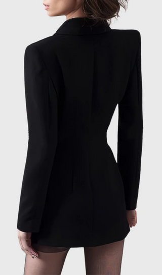 ROBE BLAZER SUR MESURE AVEC CUIR NOIR 