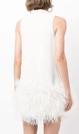 FEATHER MINI DRESS IN WHITE Dresses styleofcb 