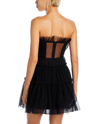 STRAPLESS TIERED TULLE MINI DRESS