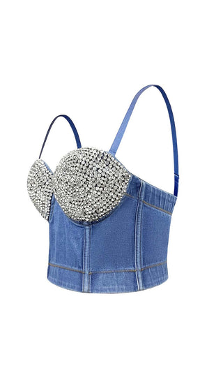 BUSTIER DENIM TOP IN BLUE DRESS STYLE OF CB 