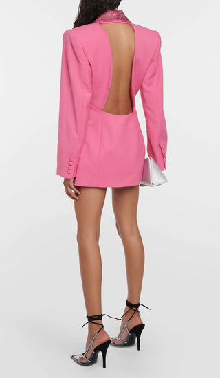 CUTOUT CRYSTAL-EMBELLISHED MINI DRESS IN PINK DRESS STYLE OF CB 