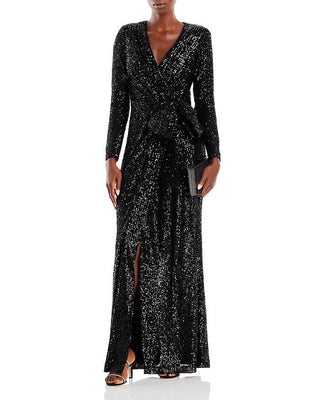 SEQUINED WRAP GOWN