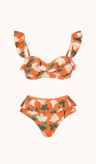 Kesia Ruffle Printed Bikini Three Piece Set Swimwear styleofcb 