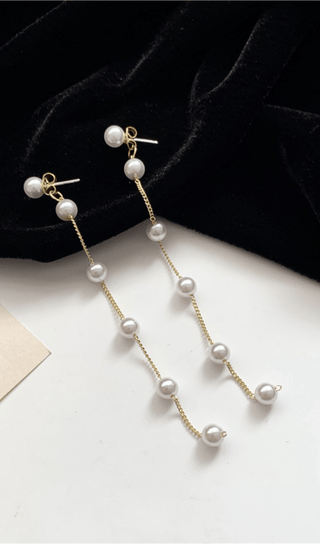 LONG PEARL TASSEL EARRINGS