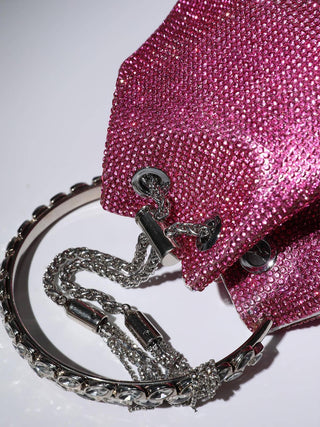 CRYSTAL EMBELLISHED BUCKET BAG IN HOT PINK Bags styleofcb 