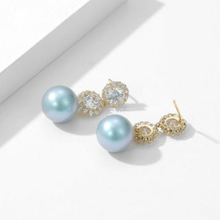 PEARL EARRINGS WITH ZIRCON FLOWERS Earrings blingmyfriend 