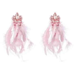 RHINESTONE FEATHER EARRINGS Earrings sis label PINK 