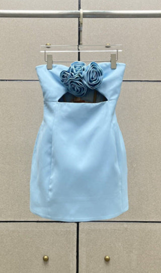 STRAPLESS CUTOUT MINI DRESS IN BLUE Dresses styleofcb 