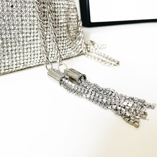 CRYSTAL EMBELLISHED BUCKET BAG IN SILVER Bags styleofcb 