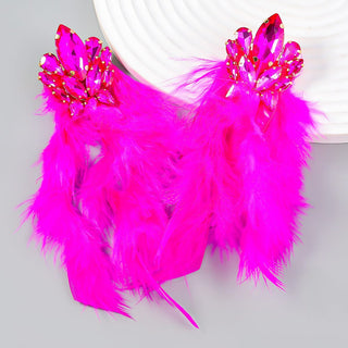 RHINESTONE FEATHER EARRINGS Earrings sis label 