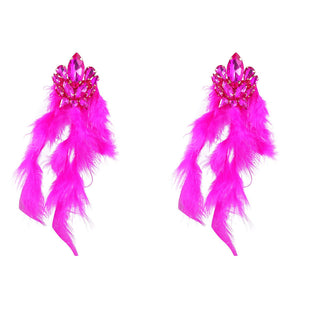 RHINESTONE FEATHER EARRINGS Earrings sis label ROSE RED 