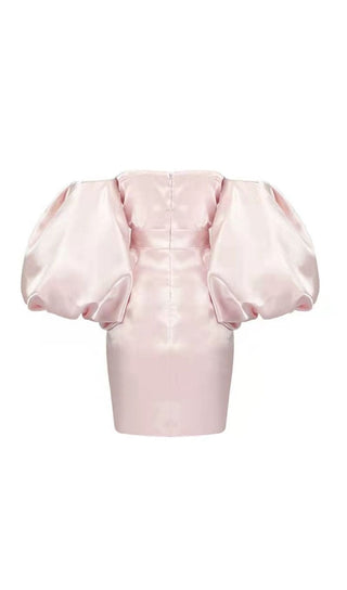 SATIN PUFF SLEEVE MINI DRESS IN PINK Dresses styleofcb 