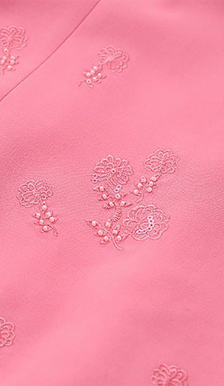 SLEEVELESS EMBROIDERED MINI DRESS IN PINK DRESS STYLE OF CB 