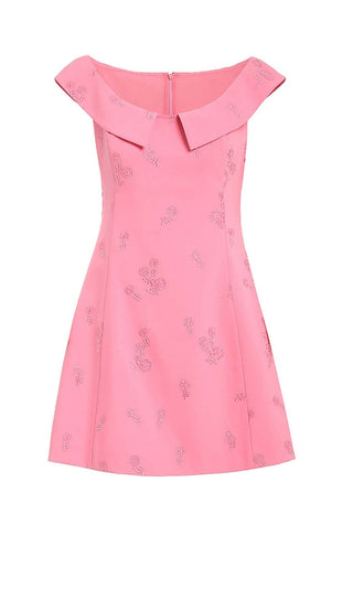 SLEEVELESS EMBROIDERED MINI DRESS IN PINK DRESS STYLE OF CB 