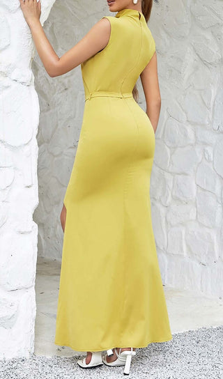 SOLID ASYMMETRICAL HIGH LOW DRESS IN YELLOW DRESS STYLE OF CB 