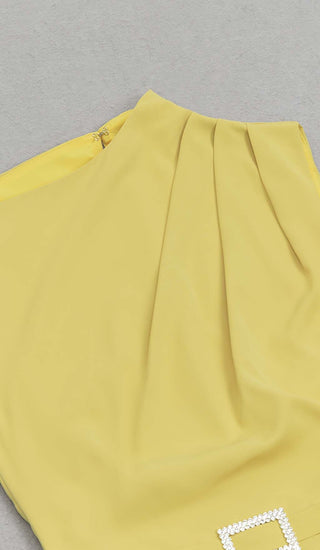 SOLID ASYMMETRICAL HIGH LOW DRESS IN YELLOW DRESS STYLE OF CB 