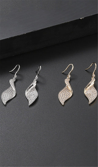 SPRIAL LONG ZIRCON EARRINGS