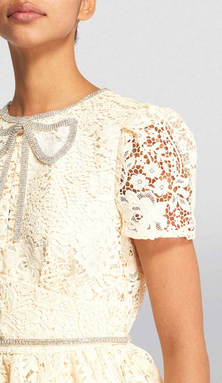 LACE BOW MINI DRESS IN WHITE DRESS oh cici 