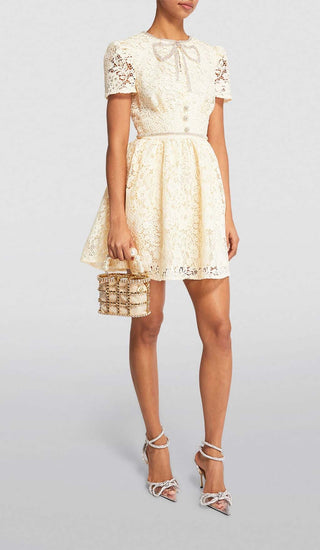 LACE BOW MINI DRESS IN WHITE DRESS oh cici 