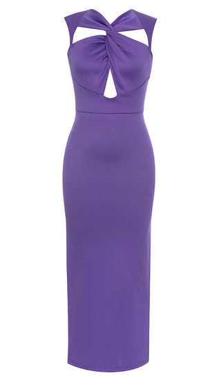 TWIST FRONT CUT OUT MAXI DRESS IN PURPLE DRESS styleofcb 