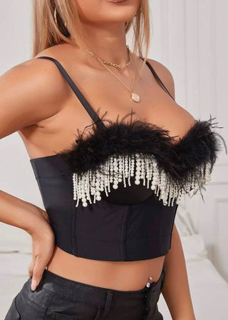 PEARL FEATHER CORSET TOP styleofcb 