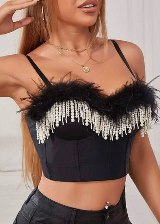 PEARL FEATHER CORSET TOP styleofcb 