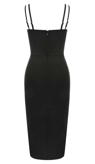 IRREGULAR SPLIT MIDI DRESS IN BLACK styleofcb 