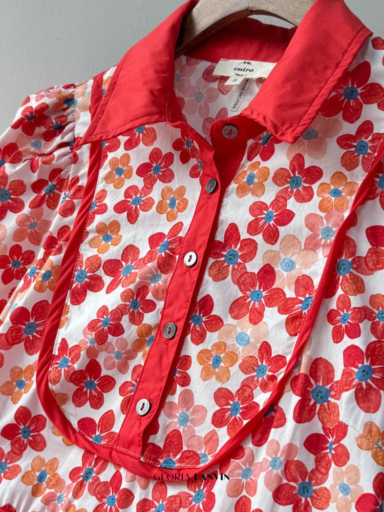 Floral Print Collared Mini Dress