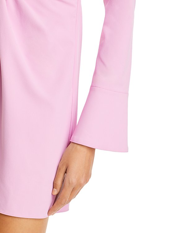 gerafftes kurzes Hemdkleid in Rosa