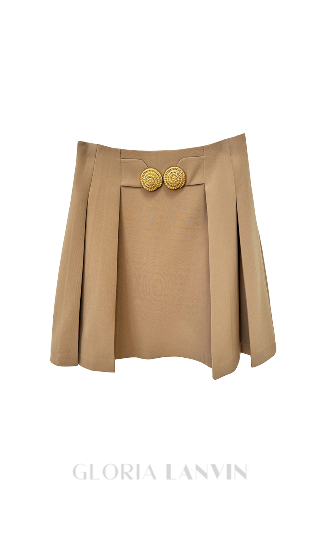 Asina Gold Buttoned Mini Skirt in Khaki