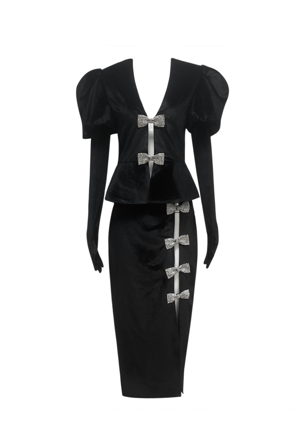 Ensemble robe mini Victoria à découpe et nœud noir