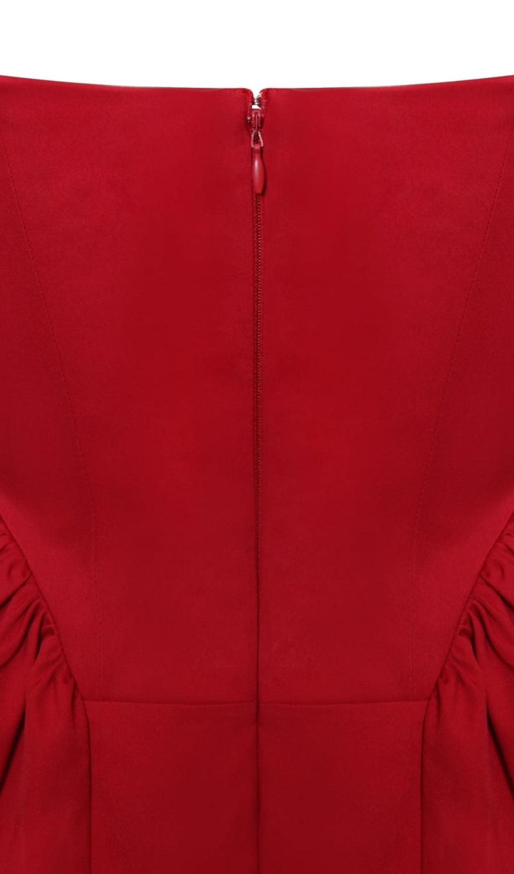 ROTES MIDIKLEID MIT SPITZENBESATZ