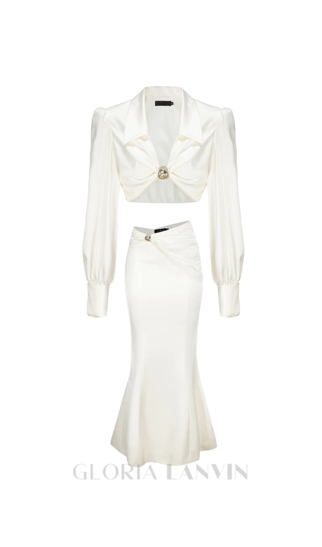 Andrea Hemdblusen-Midikleid-Set in Weiß