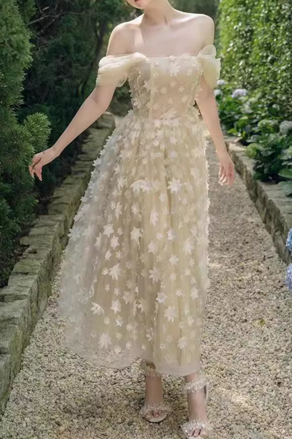 Robe longue bustier Sabrina Flower beige