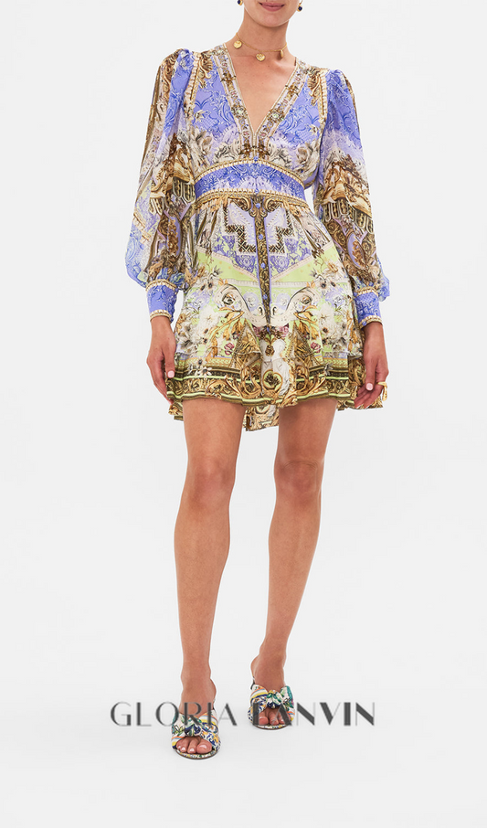 BUTTON FRONT FRILL DRESS GILDED