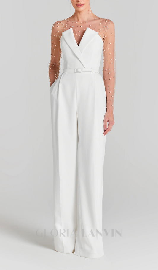 MESH PEARL JUMPSUIT TWO PIECE