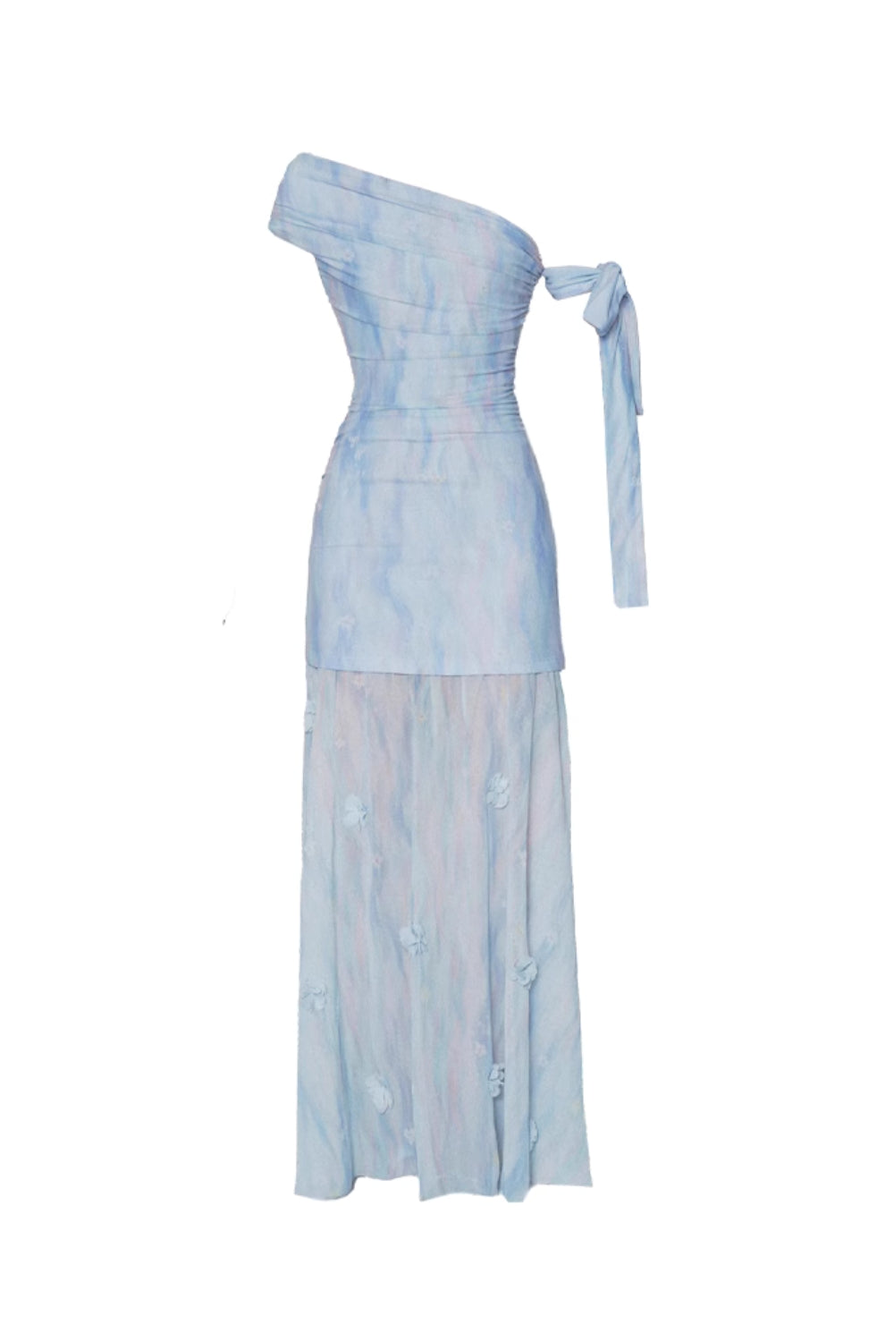 Rosalind One-Shoulder-Maxikleid mit Falten und schmaler Passform in Blau