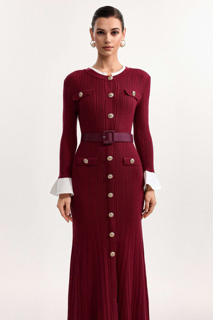 wallis Contour Round Neck Long Sleeve Knit Maxi Dress