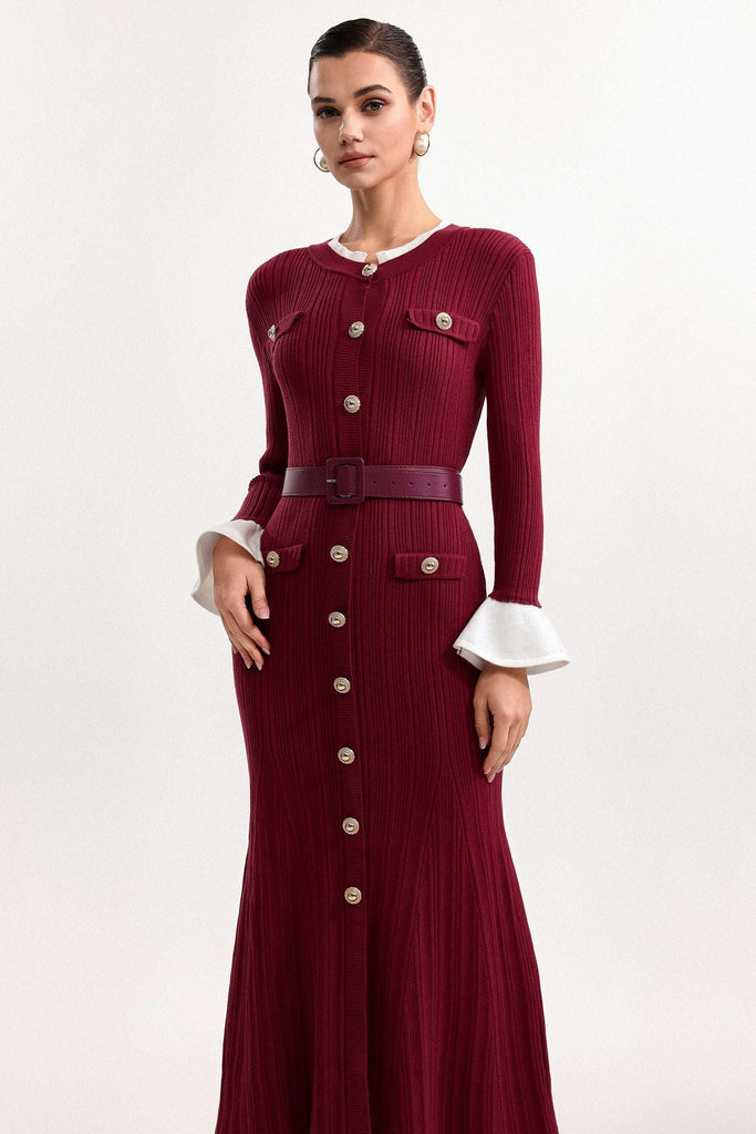 wallis Contour Round Neck Long Sleeve Knit Maxi Dress