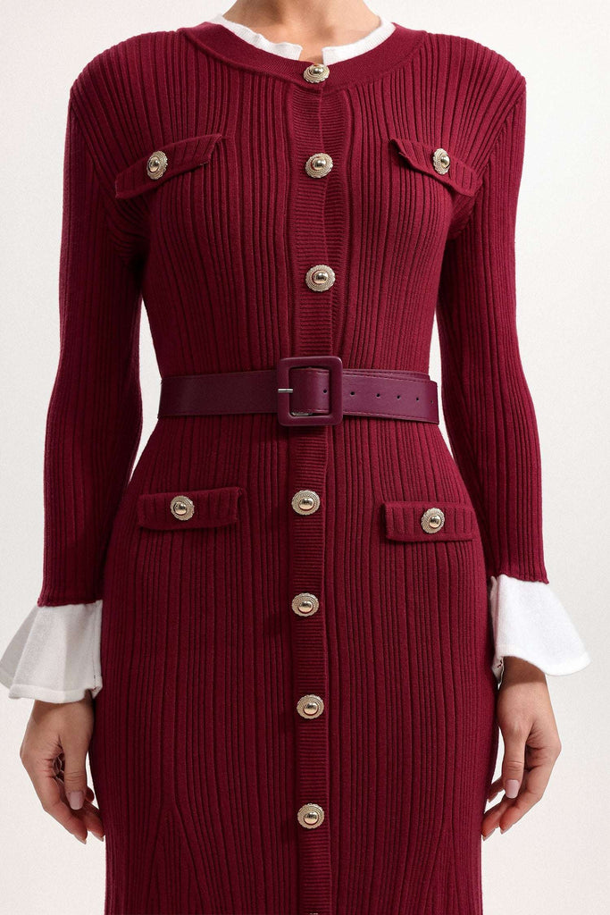 wallis Contour Round Neck Long Sleeve Knit Maxi Dress