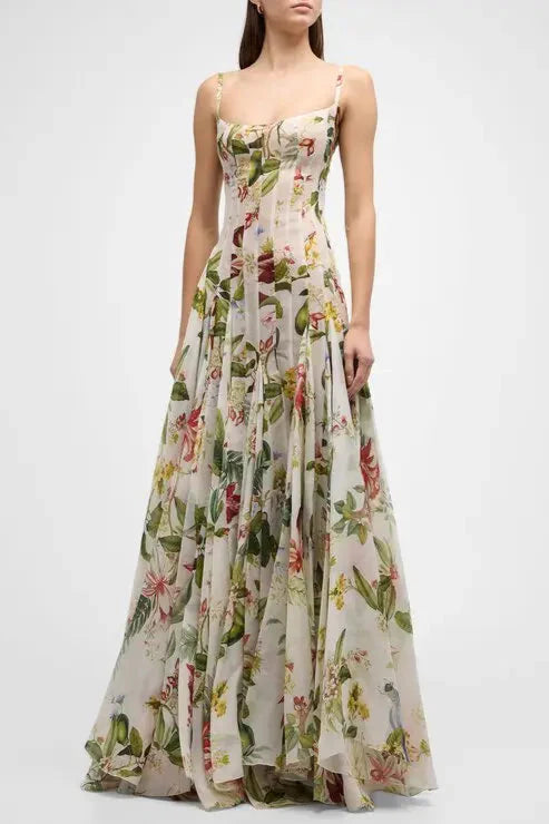 robe en gazar à imprimé floral multicolore