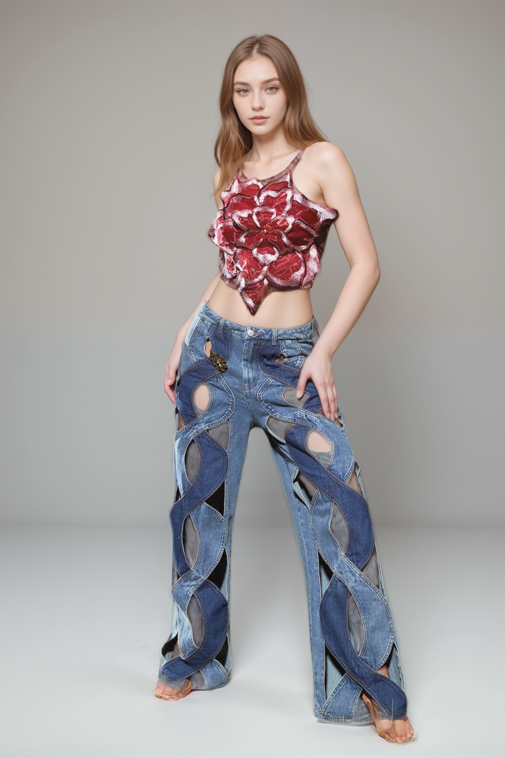 Rückenfreies Spitzenblusen-Top