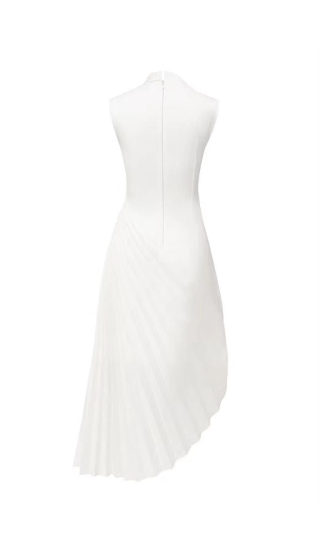 ROBE MIDI PLISSÉE DIAGONALE BLANCHE
