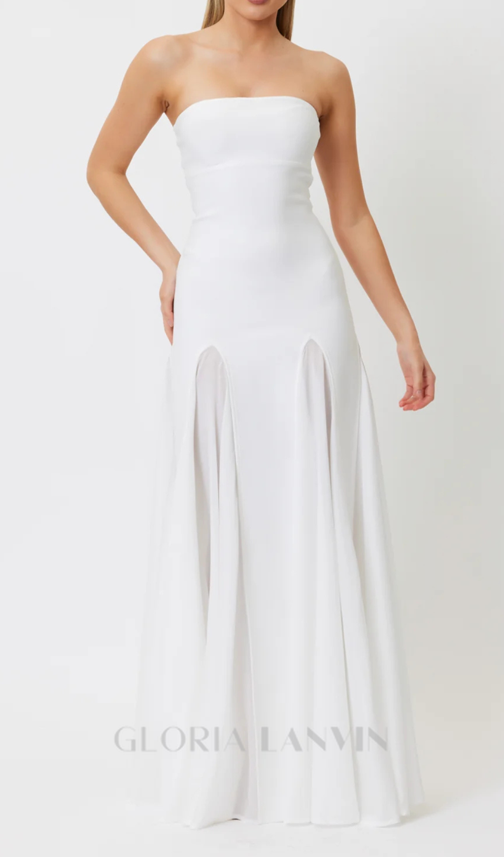 Robe longue bustier plissée blanche