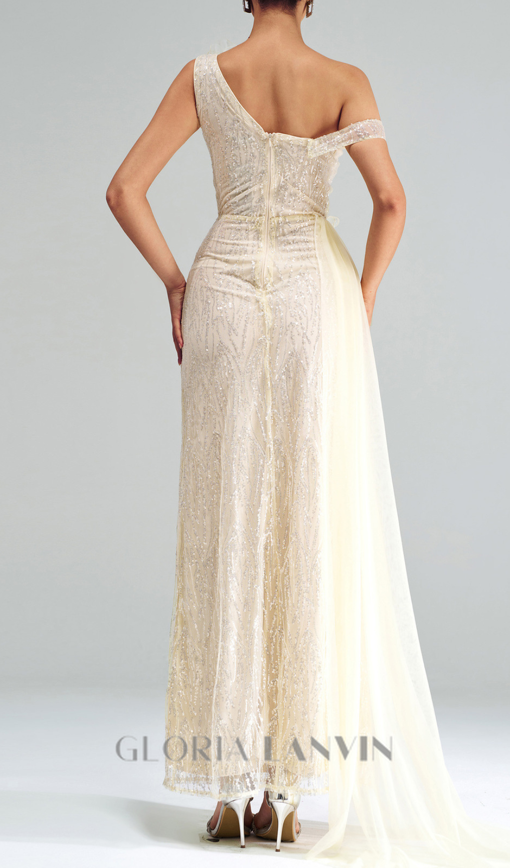 Robe maxi fendue à fines bretelles et application florale